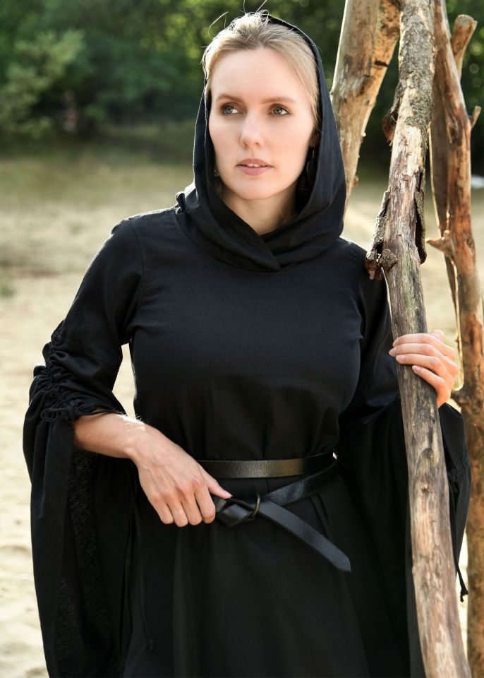Robe médiévale Isra avec capuche, noire XL 6