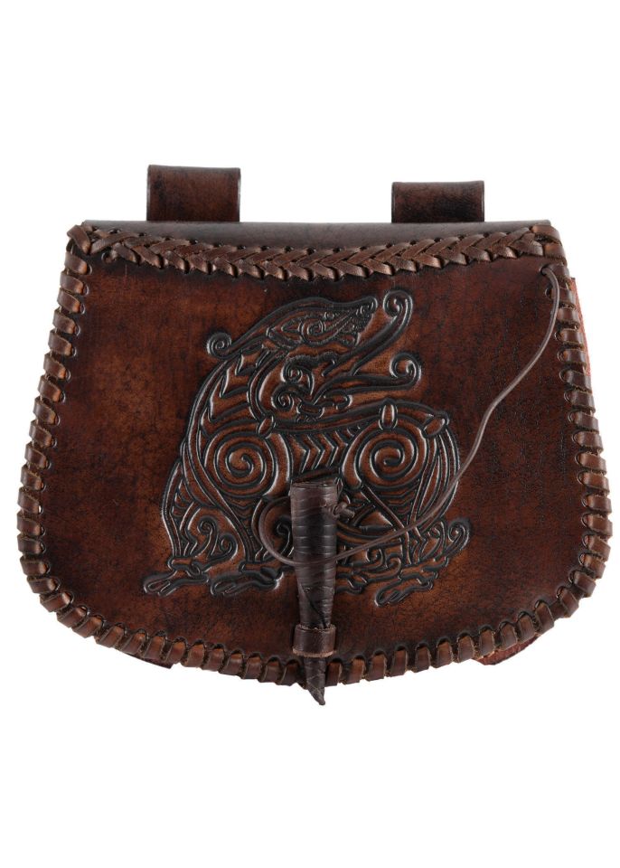 Sac de ceinture marron avec dragon en relief 6