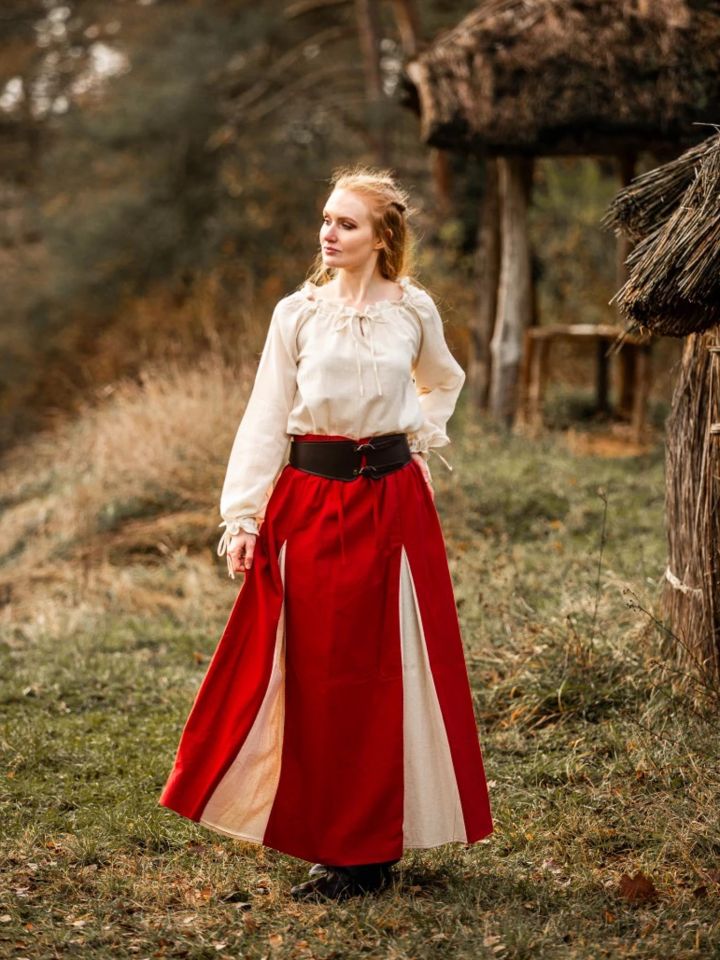 Jupé médiévale bicolore rouge- écrue 6