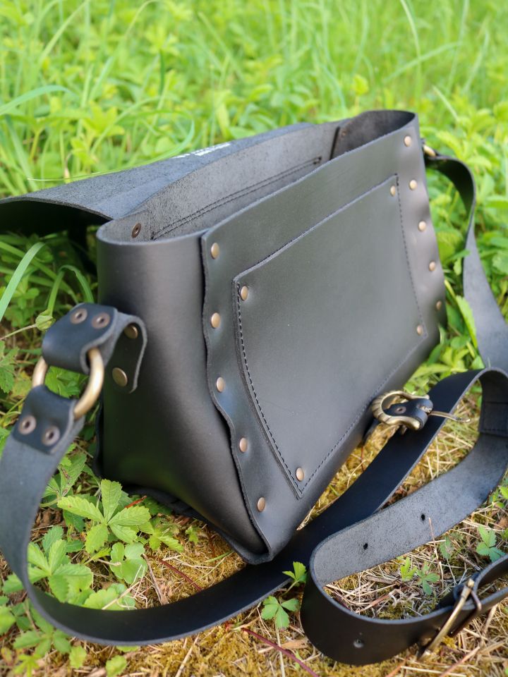 Sac à bandoulière en cuir noir 6