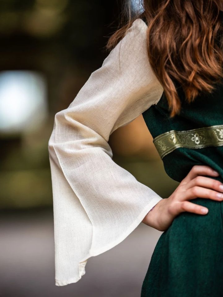 Robe médiévale "Piccolina" en vert et écru 116 6