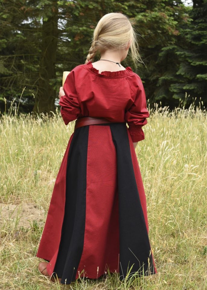 Jupe médiévale pour enfant, rouge et noire 7