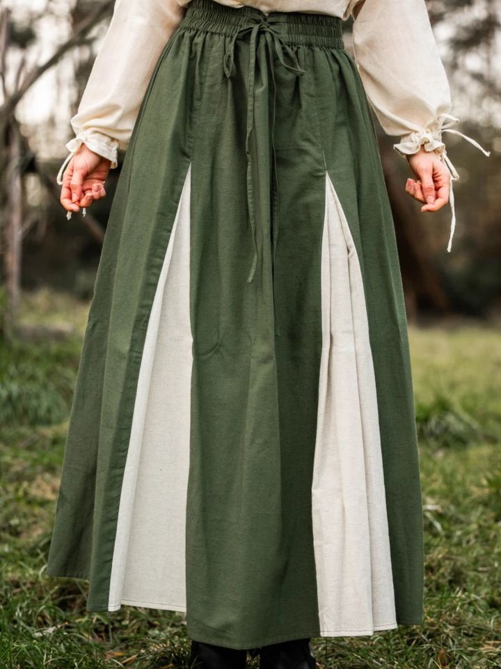 Jupe médiévale bicolore vert - écrue L/XL 7