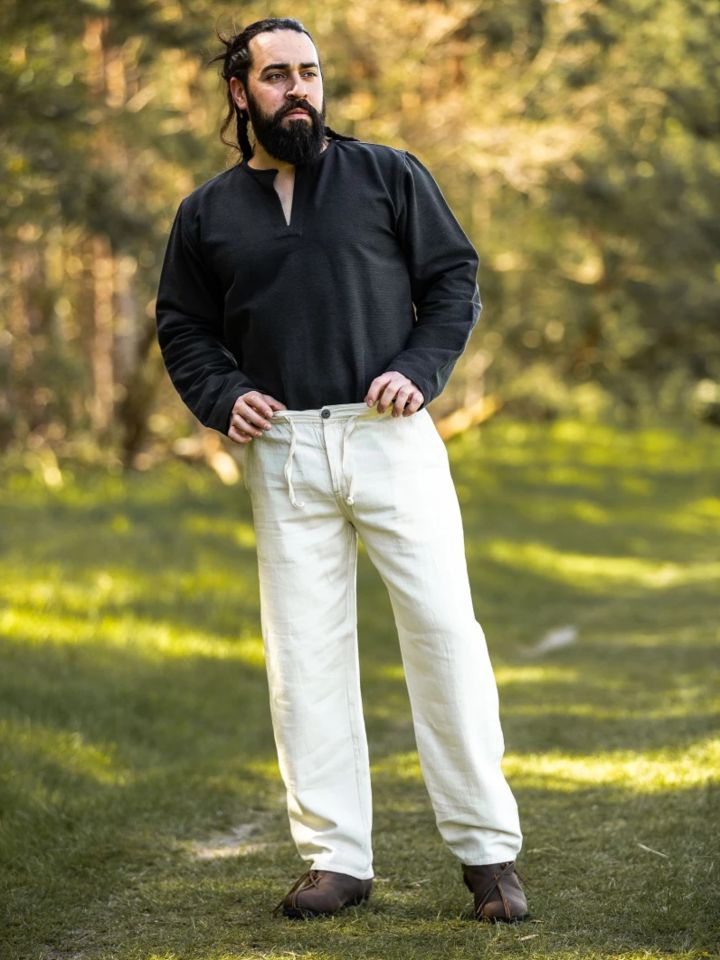 Pantalon à laçage en coton, blanc S 7