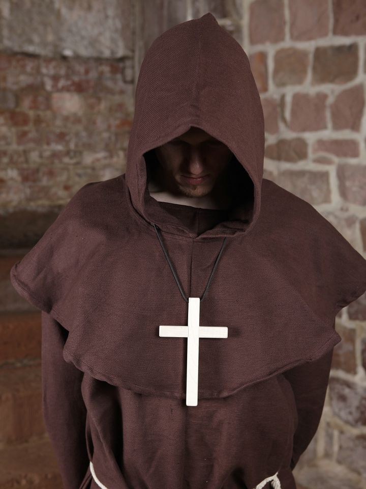 Habit de moine marron avec capuchon amovible 4