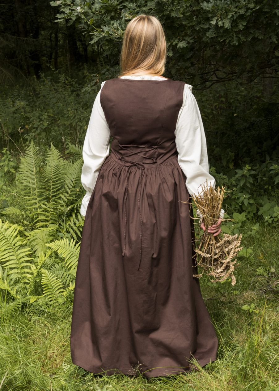 Robe Medievale paysanne sans manche marron La boutique medievale