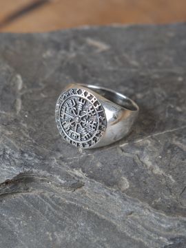 Bague boussole Viking en argent 66