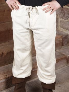 Pantalon à laçage en coton, blanc XXXL