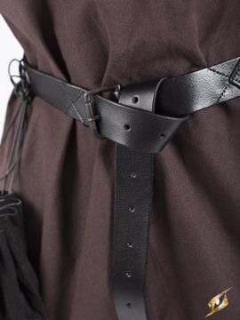 Ceinture longue avec surpiqûres, noire