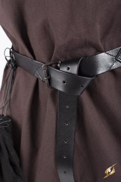 Ceinture longue avec surpiqûres, noire