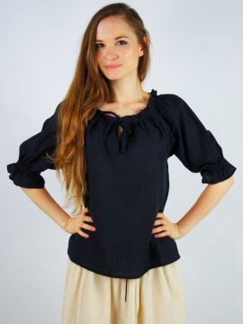 Blouse à manches courtes en noir L