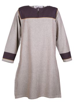 Tunique Viking marron, motif chevrons XXL