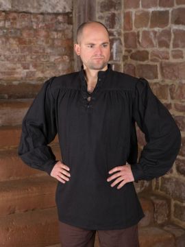 Chemise médiévale unisexe, noire XXL