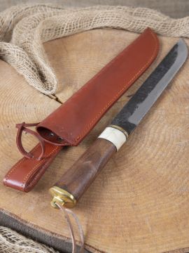 Couteau médiéval avec manche en bois fourreau en cuir inclus