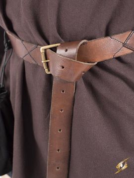 Ceinture longue avec surpiqûres marron