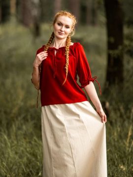 Blouse d'été en coton rouge
