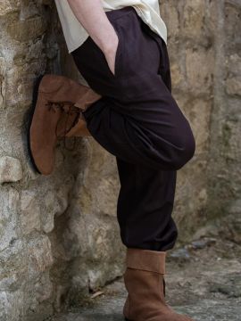Pantalon à laçage en coton, marron foncé L